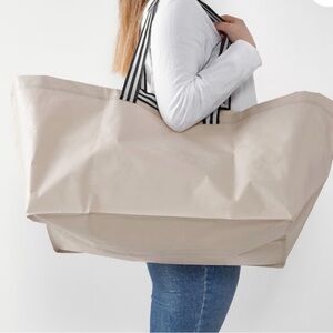 NWOT IKEA GöRSYGG Large Utility Tote-Taupe-Nylon Double Handles in Blk & White